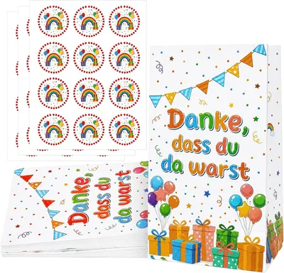 Imagen del producto de Bolsas de regalo de papel kraft, 30 unidades, 70 g/m², con 36 pegatinas autoadhesivas, ideales para fiestas de cumpleaños infantiles