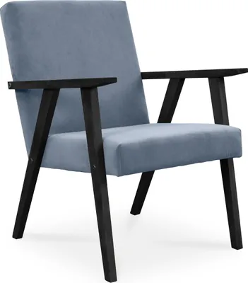 Produktbild von BETTSO Sessel Gepolsterter Cocktailsessel LISEK Blau Beine in Schwarz