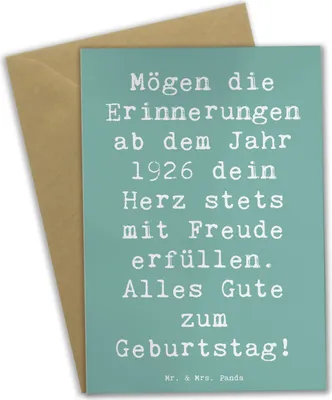 Produktbild von Mr. & Mrs. Panda neujahrskarte Spruch 1926 Geburtstag - Meeresbrise - Geschenk, Erinnerungen, besondere Grüße, Grußkarte, alles Gute zum, weihnachtskarten, osterkarte