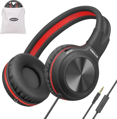 Produktbild von mit Kabel für Teenager, 1,5 Meter Verkabelte Kopfhörer mit Mikrofon und Lautstärkeregler für Jungs, Over-Ear, 85dB 94dB 104dB Lautstärkewähler -SM-904