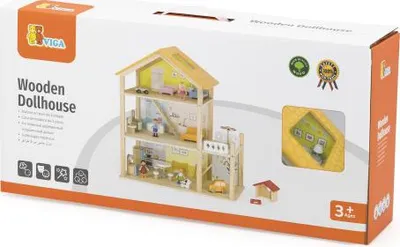 Obrázek produktu pro VIGA Dřevěný Set Domeček pro Panenky s Panenkami a Doplňky