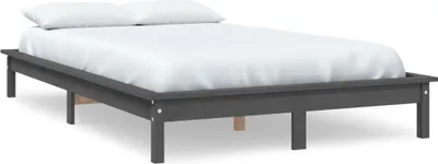 Image de vidaXL Lit en bois massif gris 200x200 cm pin
