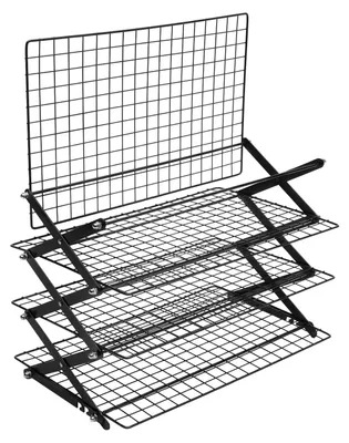 Immagine prodotto di Griglia di raffreddamento e rastrelliera di asciugatura - Modello da tavolo per grigliate - 4 ripiani - Pieghevole - Ferro - Per campeggio e picnic - Nero