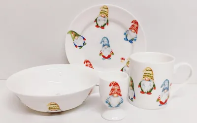 Obrázok produktu pre Sada riadu Lucky Gonks pre deti, pozostávajúca z taniera, hrnčeka, misky a vajíčkovníka