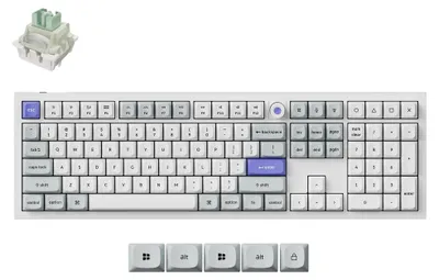 Produktbild von Keychron Q6 HE Kabelgebundene Hall-Effekt-Tastatur, Schnellauslöser-Magnetschalter, Hot-Swap-fähig, 8000 Hz Polling-Rate, Full-Size Layout, Aluminium, Custom RGB für Mac, Windows, Linux, Weiß