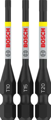 Imagen del producto de Juego de puntas de impacto Torx, T10, T15, T20, 55 mm, de 3 piezas.