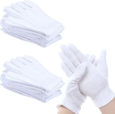 Produktbild von 12 Paar Weiße Handschuhe Baumwolle Weiche Baumwollhandschuhe Atmungsaktive Arbeitshandschuhe Damen Stoffhandschuhe für Inspektion von Schmuck Münzen Silber Oder Empfindlichen Oberflächen