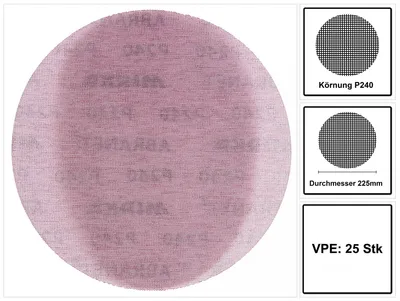 Produktbild von Mirka Abranet Ø 225 mm Grip Schleifstreifen P240, 25 Stück