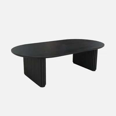 Produktbild von sweeek - Ovaler Couchtisch Heveaholz und Eichenfurnier - Schwarz