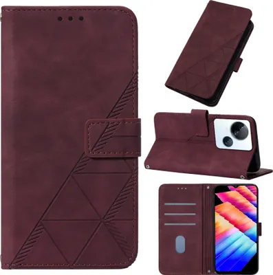 Obrázek produktu pro Flipové kožené pouzdro pro Tecno Spark 10 5G peněženkový design pouzdro s embosováním, držákem karet a stojánkem červené