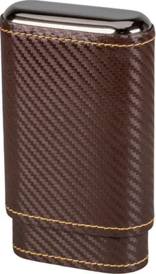 Produktbild von Zigarrenetui 3er d' braun carbonfinish, aus Leder