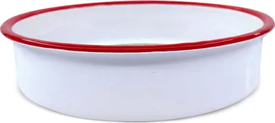 Obrázek produktu pro Kulatý plech na pečení Oliver Voltz OV51222KR34, 34x8 cm, smaltovaná ocel, indukční, bílá/červená