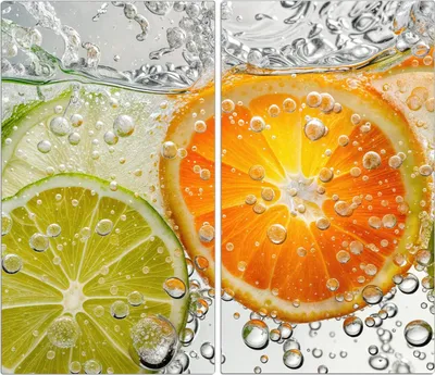 Produktbild von Spritzschutz Herdabdeckplatte Schneidebrett aus Glas Frucht Spritzer 2-Teilig (60x52cm)
