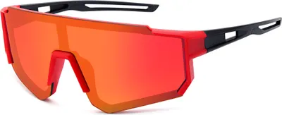 Produktbild von Kinder Sonnenbrille Radbrille Sportbrille Fahrrad Brille B12338 Gelb-Rot-schwarz