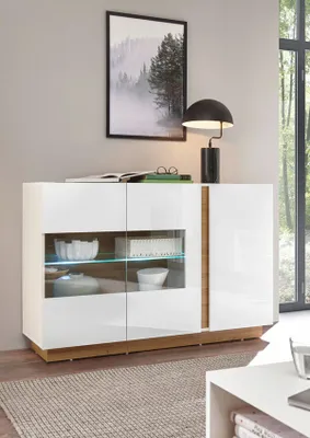 Immagine prodotto di Credenza Clair 138cm bianco / bianco lucido - cassettiera moderna in rovere grandson