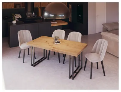 Produktbild von Furneo | Ausziehbarer Esstisch LOFT - 160/260 cm - Eiche Artisan - Robuste Konstruktion - Metallbeine - für Küche und Esszimmer
