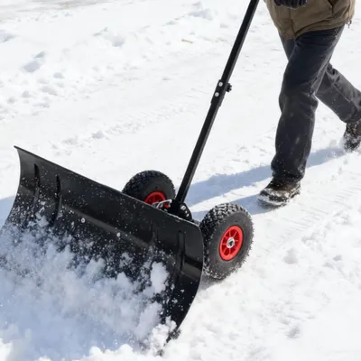 Produktbild von Schneeschieber - Schneeschaufel - Schneeräumgerät - Laubbläser - Schneeschiebschaufel - Metall-Laubbesen, 74 cm breit