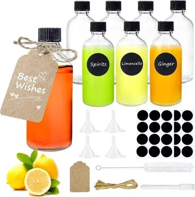 Produktbild von Famanu Set von 8 Flaschen 100 ml mit Zubehör – Transparent