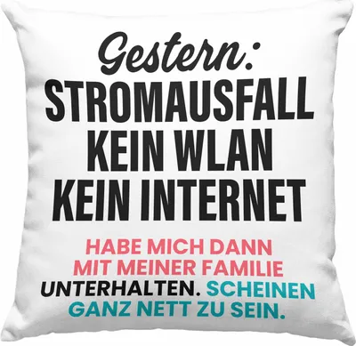 Produktbild von Trendation - Gamer Deko-Kissen mit Füllung 40x40 Geschenk Jungen Zocker Mitbringsel Männer Zocken Gaming Geschenkideen PC Kinder Zubehör Spruch Lustig Stromausfall (Rosa)