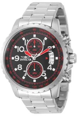 Zdjęcie produktu dla Invicta Specialty 50688 Zegarek męski - Mechanizm kwarcowy - Stal nierdzewna z czarną tarczą - 45 mm