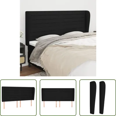 Produktbild von The Living Store Kopfteil mit Ohren Schwarz 203x23x118/128 cm Stoff
