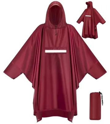 Produktbild von Regenponcho Regencape Regenjacke - Wasserdicht - Mit Kapuze - Atmungsaktiv - Reflektierende Streifen - Für Damen und Herren