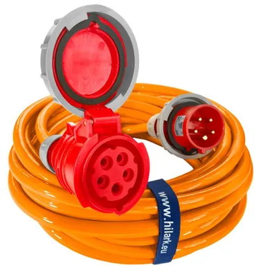 Produktbild von STÄRKSTES Verlängerungskabel auf dem Markt H07BQ-F 5x4mm² 32A 5-polig orange IP67 50m