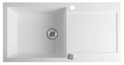 Productafbeelding van Sapho inbouwgootsteen van graniet met afdruipgedeelte, 97x50 cm, wit
