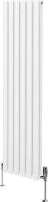 Zdjęcie produktu dla Owalny grzejnik rurowy z chromowanymi zaworami termostatycznymi - 1600 mm x 360 mm - Biały