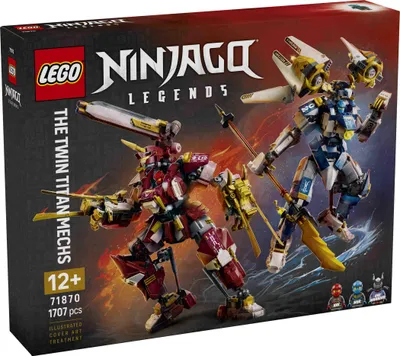 Productafbeelding van LEGO NINJAGO De Tweeling-Titanmechs - Ninja speelset met 2 actiefiguren en 3 minifiguren, inclusief Kai en Nya - Decoratie voor kinderkamers - Cadeau-idee voor jongens vanaf 12 jaar en tieners - 71870