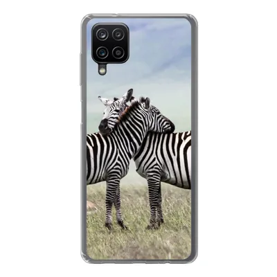 Produktbild von MuchoWow® Handyhülle Schutzhülle Hülle für Samsung Galaxy A12 Zebras - Gras - Schwarz - Weiß Silikon Softcase Handy Hülle - Bild