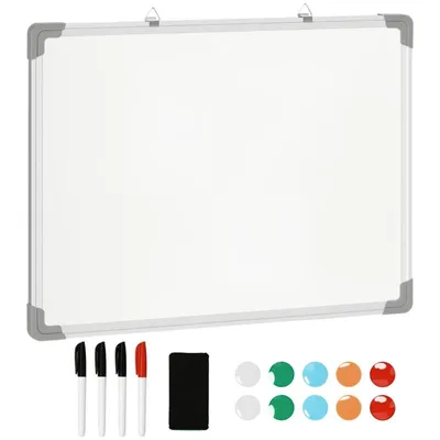 Produktbild von Wand-Whiteboard – Magnetisches Wand-Whiteboard mit Schwamm, Markern und Magneten – Geeignet für Schulen und Zuhause – 60 x 1,8 x 45 cm – Weiß