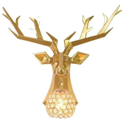 Zdjęcie produktu dla Deer - nowoczesny dekoracyjny kinkiet złoty jeleń 53cm