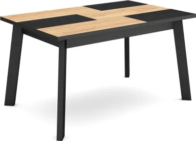 Produktbild von Esszimmertisch, 140x90x75cm, Für 6 Gäste, Hölzerne Beine, Eiche und Schwarz