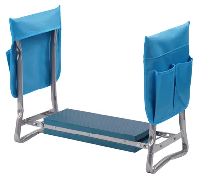 Produktbild von Relaxdays Kniebank Gartenarbeit, klappbar, gepolstert, mit Taschen, 2-in-1 Kniehilfe & Gartensitz, bis 150 kg, hellblau