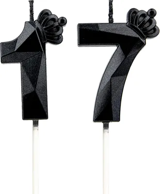 Immagine prodotto di Candeline per torta di compleanno nere, numero 17