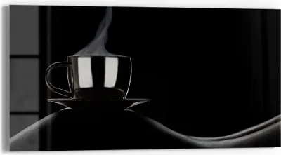 Produktbild von DEQORI Glasbild Echtglas 60x30 cm 'Sinnliche Kaffeepause' Wandbild Bild modern Deko