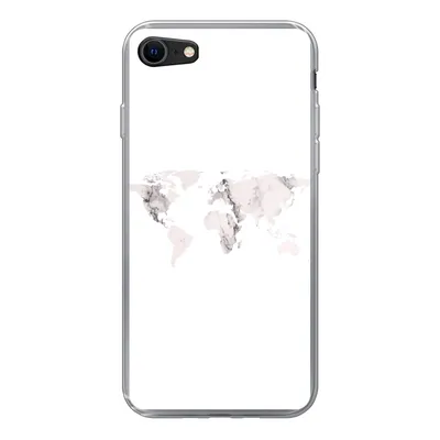 Produktbild von MuchoWow® Handyhülle Schutzhülle Hülle für iPhone SE 2020 Weltkarte - Marmor - Weiß Silikon Softcase Handy Hülle - Kartenbesitzer