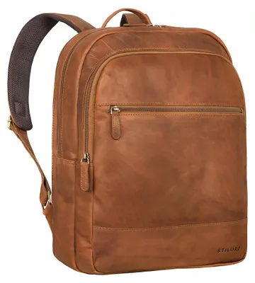 Image de Sac à dos en cuir élégant, pour ordinateur portable de 15,6 pouces, idéal pour le travail et les voyages