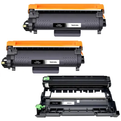 Produktbild von D&C 2X TN2510 Toner + DR2510 Trommel Kompatibel für Brother DR-2510 Trommeleinheit & TN-2510 TN2510XL Schwarz für DCP-L2627DW MFC-L2860DWE HL-L2665DW, KI-generiertes Bild