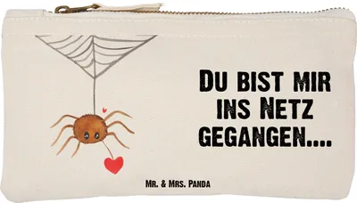 Produktbild von Mr. & Mrs. Panda Federmappe Spinne Agathe Liebe Größe S Klein - Weiß - Geschenk, Federtasche, Pouch, Verliebt, Liebesbeweis, Liebesgeschenk, Kulturbeutel, Kosmetikbeutel