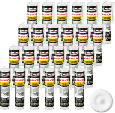 Produktbild von Isolbau Maleracryl 24 x 300 ml Weiß - Plastoelastischer Acryl-Dichtstoff zum Abdichten von Fugen im Innen- & Außenbereich - Kartusche