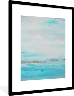 Produktbild von MuchoWow® Gerahmtes Poster Farbe - Malerei - Abstrakt - Blau 60x80 cm - Poster mit Schwarzem Bilderrahmen Wandposter Rahmen Foto Bilder - Wohnzimmer - Dekorationen - Prämie
