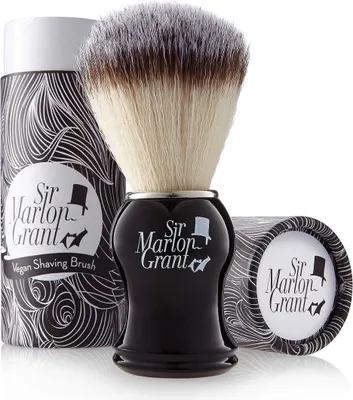 Obrázok produktu pre Vegánska štetka na holenie: Vegánska štetka na holenie s imitáciou jazvecích vlasov - Wet Brush - Vegánska štetka na holenie pre mužov, vegánska štetka na holenie - Sir Marlon Grant