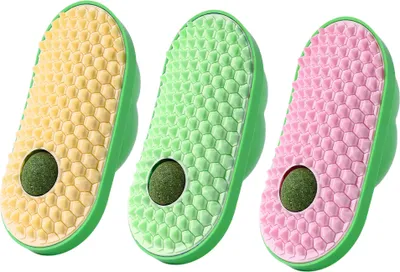 Obrázok produktu pre 3 ks hračiek pre mačky Catnip Balls Set, mäkká masážna kefa a hračka pre mačky s obojstrannou nálepkou, jedlá hračka pre mačky