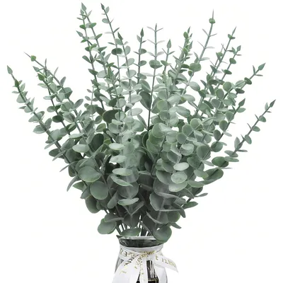 Image de Lot de décoration d'eucalyptus de 50 pièces, feuilles d'eucalyptus artificielles, branches d'eucalyptus vertes, branches artificielles, feuilles d'eucalyptus artificielles, pour les mariages, les fêtes et la décoration d'intérieur.