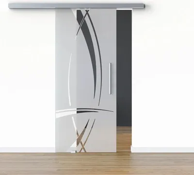 Produktbild von Pertura Glasschiebetür Komplettset Glera Tangle 02 775x2175 mm Links inkl.Beschlag Selir Aluminium Edelstahloptik,Stange