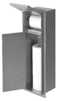 Produktbild von LuxeBath Unterputz-Schrankmodul Edelstahl für die Klobürstengarnitur, Chrom, 60x20x14 cm, Badezimmerschrank mit Toilettenpapierhalter