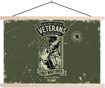 Produktbild von MuchoWow® Textilposter Vintage - Armee - Fahne 60x40 cm mit holzfarbenen Rahmen - Bilder