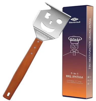Immagine prodotto di Steven-Bull, spatola per griglia 7 in 1, con manico in legno